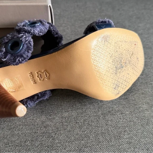 Tory Burch Freya Navy Blue Slides Shoes - Picture 10 of 11